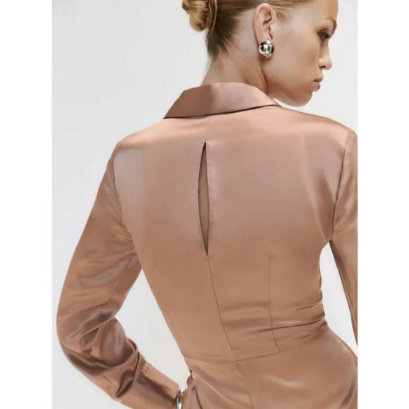 💕REFORMATION💕 Lyon Silk Dress ~ Croissant 8 NWT - Picture 5 of 14